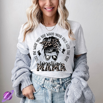 WRESTLING MAMA LEOPARD TEE