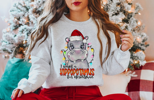 LOUNGEWEAR RUN-XMAS HIPPO- CREW NECK SWEATSHIRT- PREORDER CLOSING 9/30