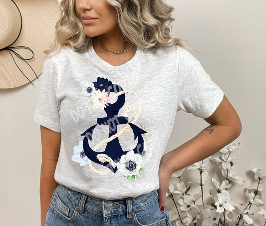 Floral Anchors-Unisex Tee Adults/ Kids