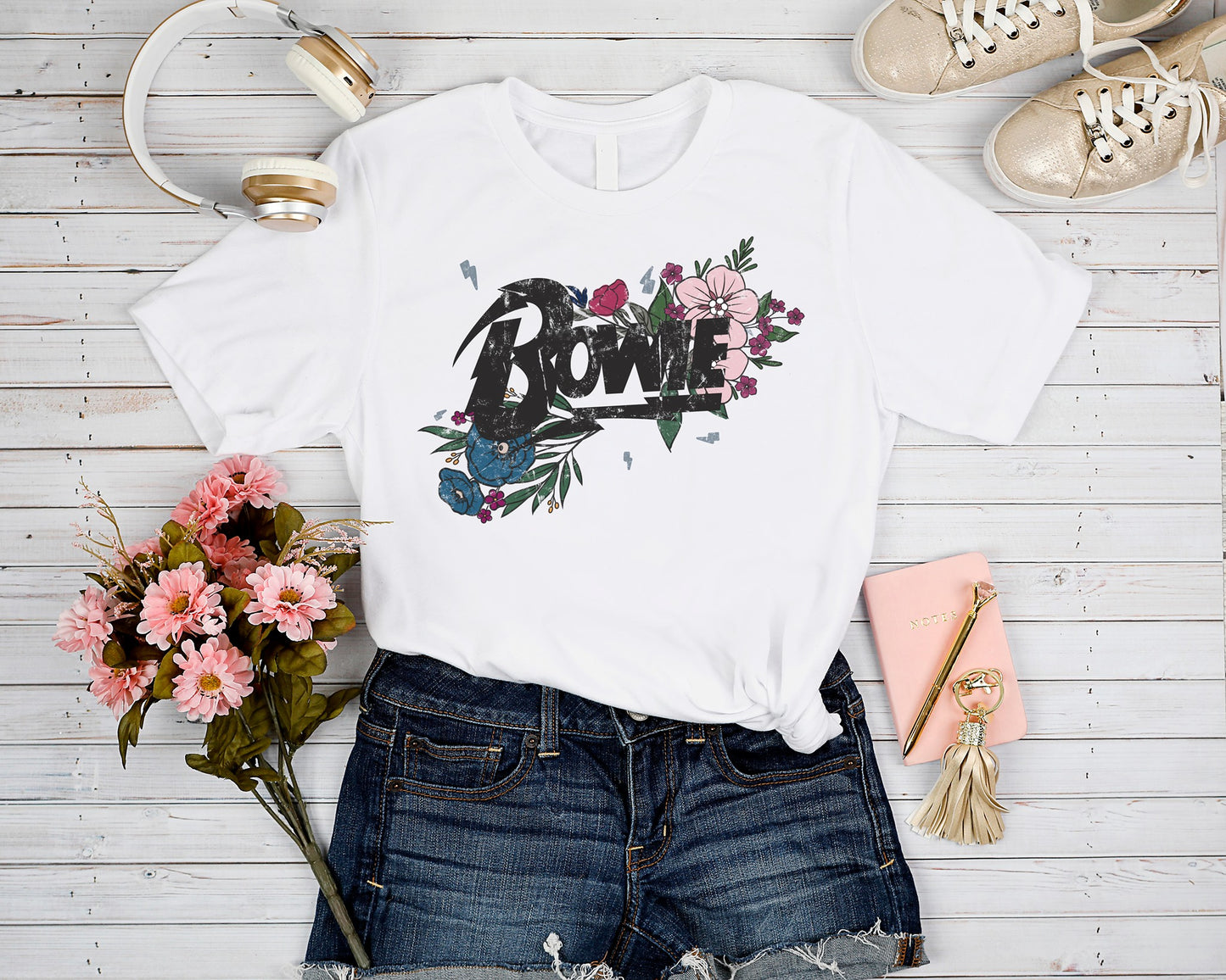 FLORAL BAND RUN- BOWIE UNISEX GRAPHIC TEE