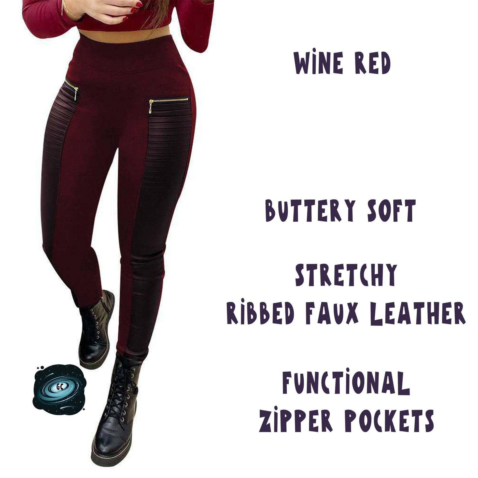 Rubelle Faux Leather Zip Detailed Thermal High Waist Leggings –  BowsBoutiques