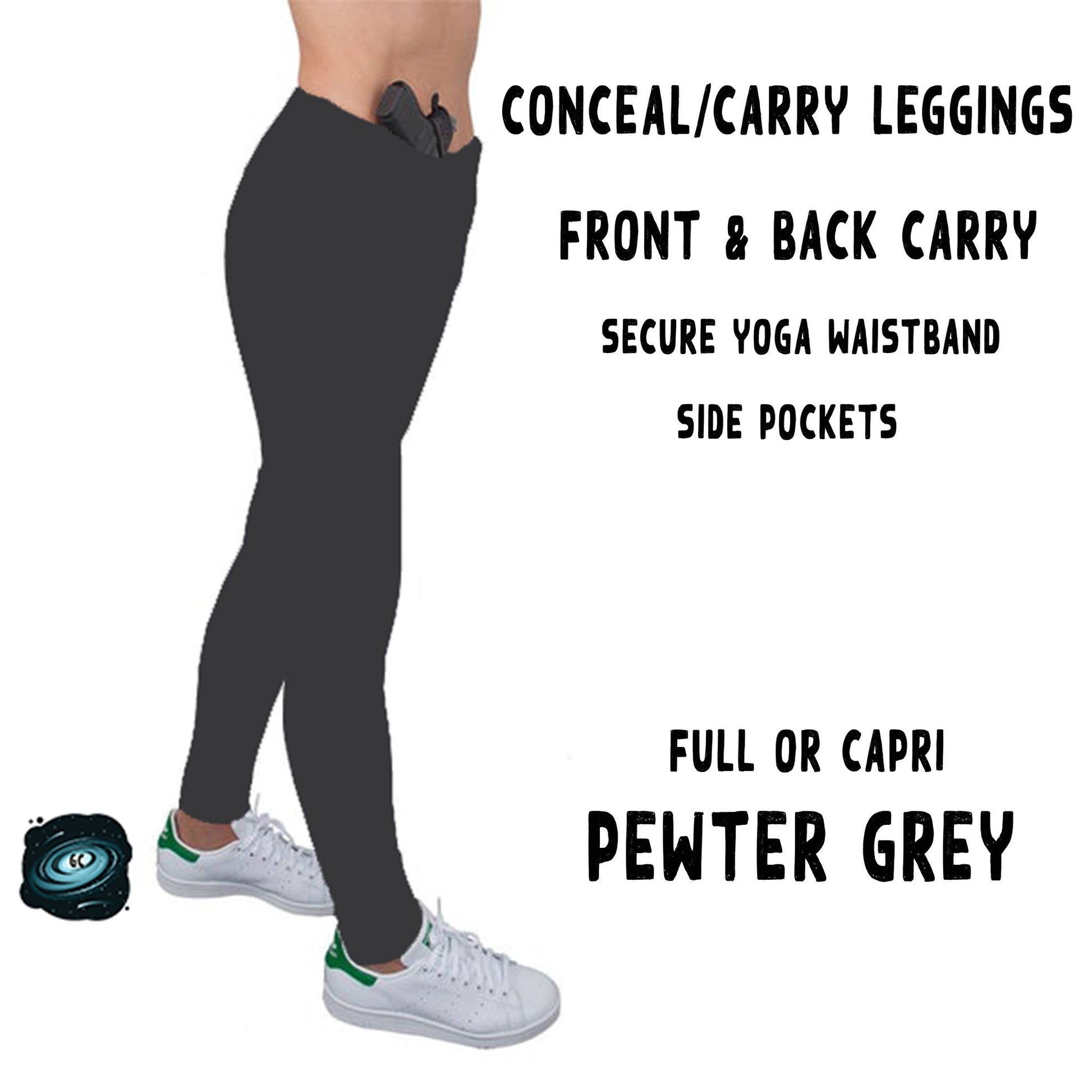 Gray Concealed Carry Leggings- Right Hand Only - C4