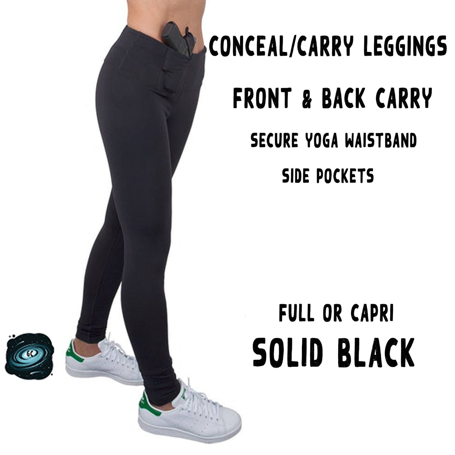 CONCEAL CARRY RUN- BLACK LEGGINGS/CAPRI/JOGGERS