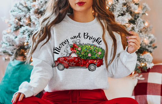 LOUNGEWEAR RUN-RED PLAID TRUCK- CREW NECK SWEATSHIRT- PREORDER CLOSING 9/30