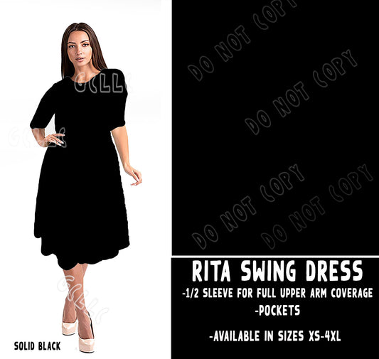 RITA SWING DRESS RUN-SOLID BLACK