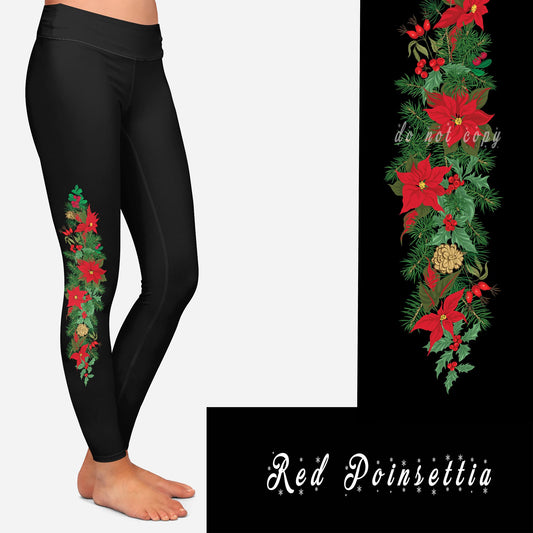 HOLIDAY BATCH 1- RED POINSETTIA LEGGINGS
