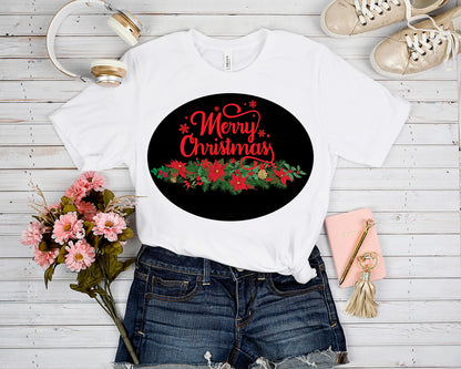 HOLIDAY RUN 1-MERRY CHRISTMAS POINSETTIA TEE