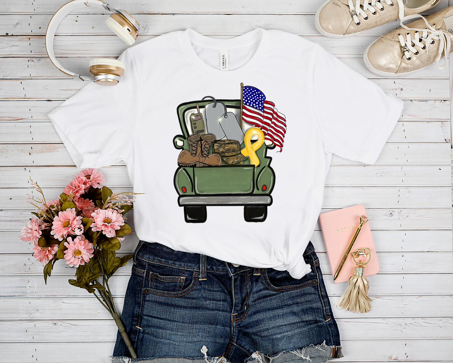 ARMY TRUCK GRAPHIC TEE (EMAIL FOR CUSTOM NAME PUT ON BUMPER)