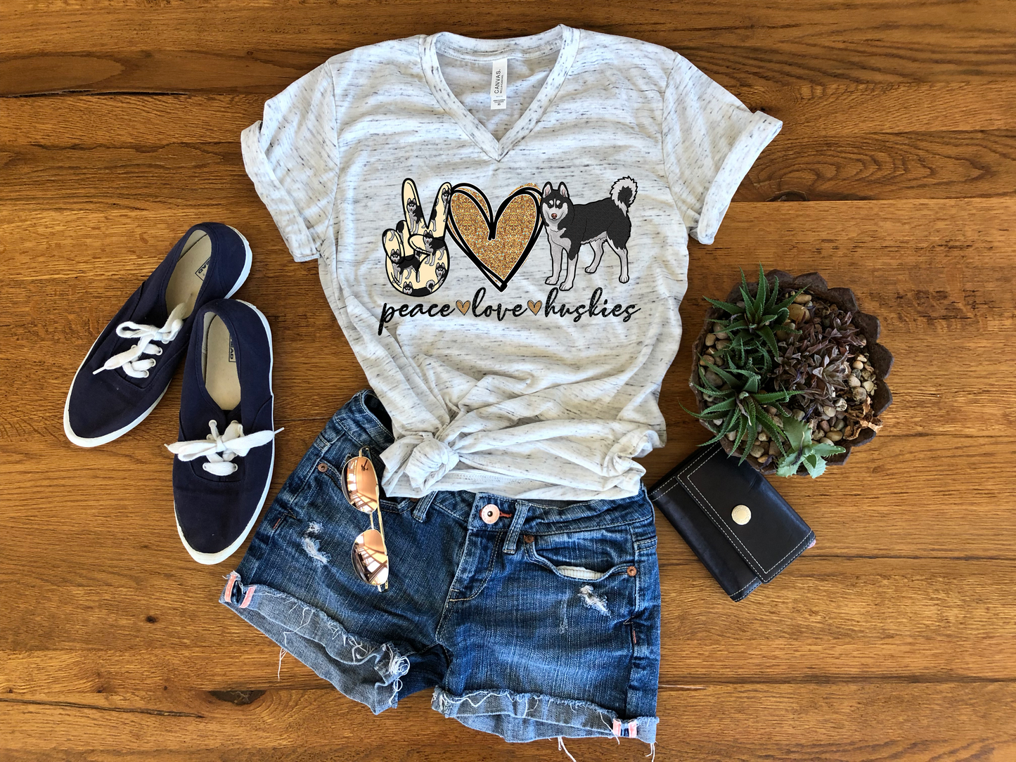 PEACE LOVE HUSKIES 2 GRAPHIC TEE