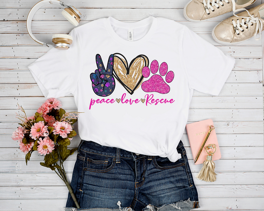 PEACE LOVE RESCUE GRAPHIC TEE